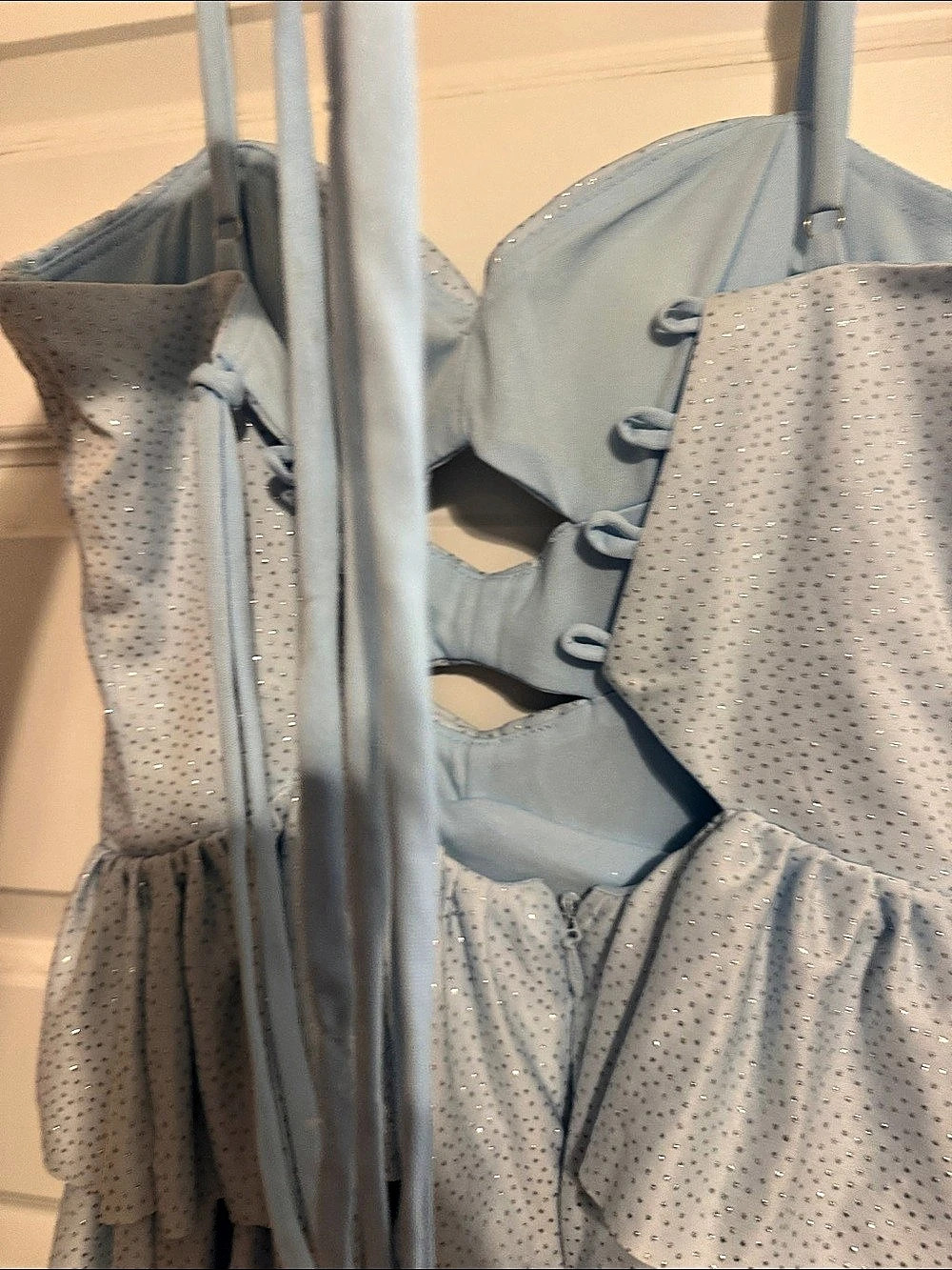 Blue Ruffle Mini Dress Size 6 - Picture 3 of 5